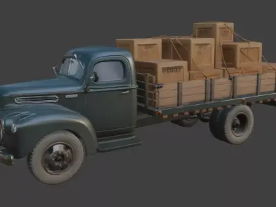 Vintage Cargo Truck 3D Model 3D model