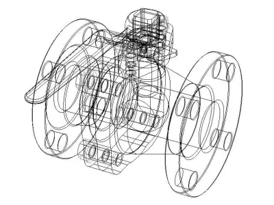 Flanged Ball Valve Assembly Free 3D model