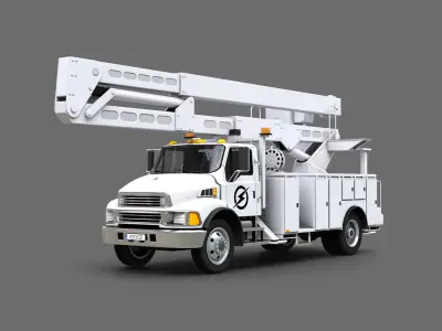 Big Truck With Crane Low-poly 3D model