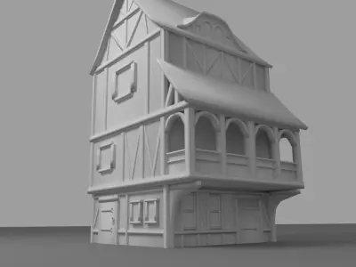Medieval Town House Low-poly 3D model