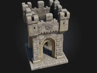 Stone Fortress Tower  Stalwart Defense in Medieval Style 3D model