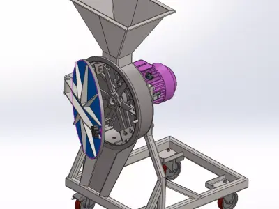 Feed grain and plant stalk crusher and grinder 3D model