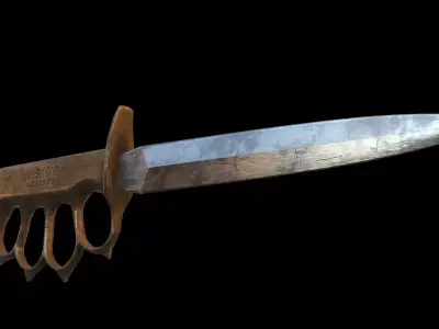 Knuckle Duster Trench Knife Low-poly 3D model