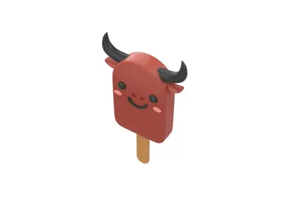Cartoon Buffalo Ice Cream Cute Low-poly 3D model