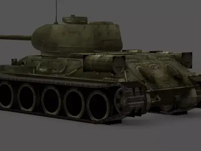 T-34-85 Tank 3D Model Low-poly 3D model