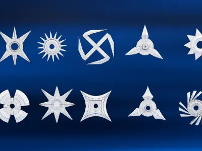 Shuriken Low-poly 3D model 7