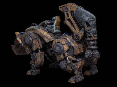Dog robot K700 Low-poly 3D model