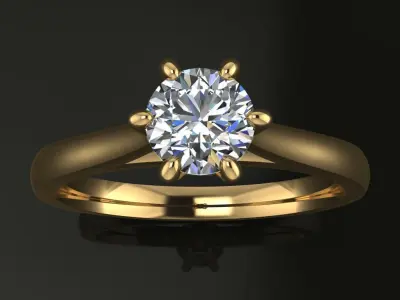 Solitaire 6 Prong Diamond Gallery Engagement Ring 3D print model