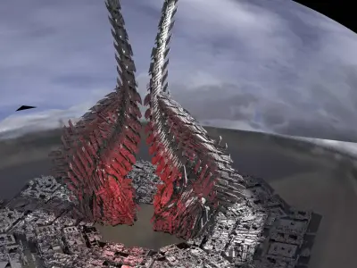 Robot Dino Spine Curved Tower 2 3D model