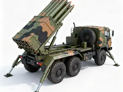 Mobile MLRS Artillery Truck 3D Model Low-poly 3D model