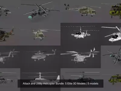 Attack and Utility Helicopter Bundle  5 Elite 3D Models 3D Model Pack