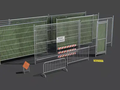 Construction Metal Fence Low-poly 3D model purchase