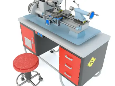 MN-80 Industrial desktop lathe machine tool 3D model