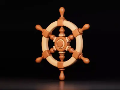 Free Stylized Ship Wheel Free low-poly 3D model