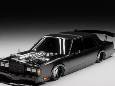 v8 widebody vintage car  Low-poly 3D model