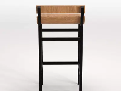 Industrial Style Bar Stool Low Poly 3D Model Low-poly 3D model