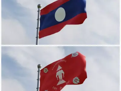 Animated Laos Flags 3D model