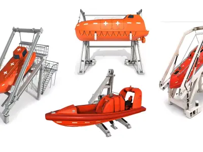 lifeboat 4 types 3D Model Pack