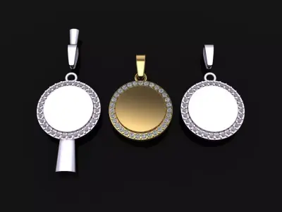 ROUND DIAMOND DOGTAG ID FRAME PENDANT LARGE 3D print model