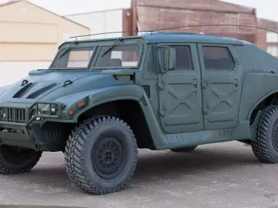 Military Vehicle Humvee HMMWV Concept Army Green Color 3D model