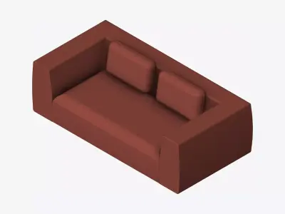 Seat - Sofa - Simplicity - Double - Two Arm Low-poly 3D model