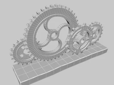 Gears three metal 3D model