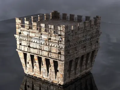 English Norfolk Fort walls Tower 1 3D model