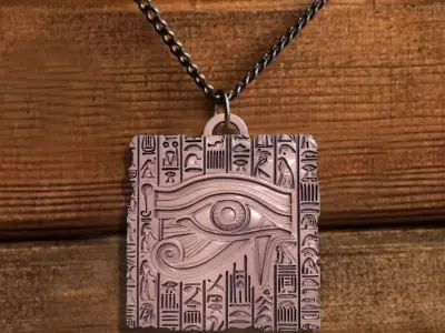 COPY OF OLD EGYPT HIEROGLYPHS EYE HORUS CARVED BOARD PENDANT 3D print model