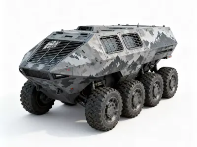 Heavy Armored 6x6 Mountain SUV 3D Model Low-poly 3D model