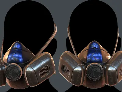 Gas mask helmet 3d model scifi Low-poly  Low-poly 3D model get