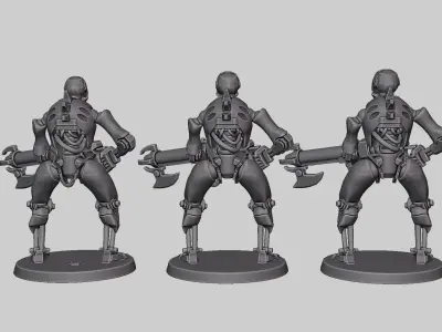 Sinister 3D Print Model Evil Space Mechanoid with Varied Heads Free 3D print model