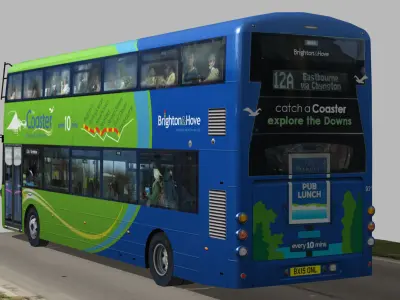 Wrightbus Streetdeck Coaster Green livery Low-poly 3D model