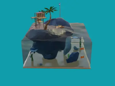 Day Island Low-poly 3D model