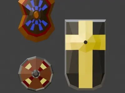 Very low-poly 22 melee weapons Low-poly 3D model