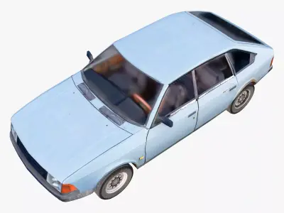Old Car Hatchback 80s Low Poly M1 Low-poly 3D model