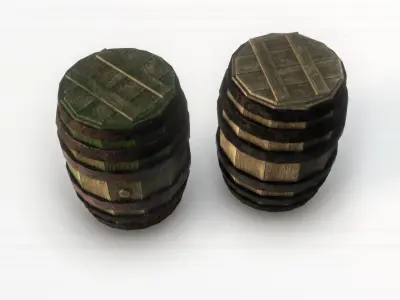 Barrels Pack PBR Low-poly 3D model