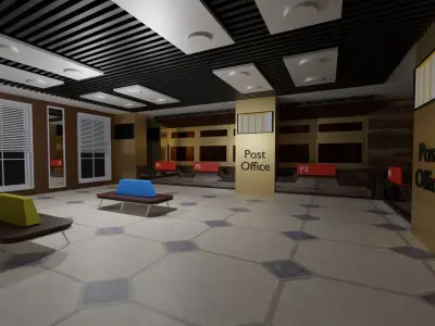 Post Office Interior Low-poly 3D model order
