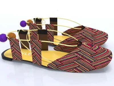 female cloth shoes flat 3D model