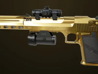 Pistol 10 Gold Generic All PBR UE Textures Low-poly 3D model