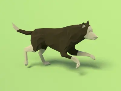 Rigged Low Poly Dog Low-poly 3D model