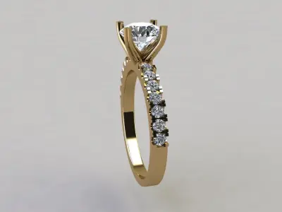 4 Prong Heart Shape Diamond Engagement Ring 3D print model purchase