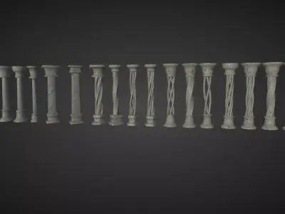 Arch Pilars Ivy Low-poly 3D model