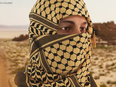 Magnivit Tactical Shemagh Wrapped on Head Beige 3D model