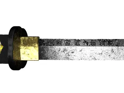 Damascus Katana Low-poly 3D model