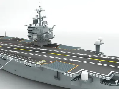 Military Aircraft Carrier Ship CVN 65 WWII Low-poly 3D model