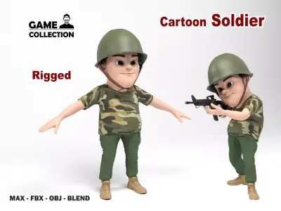 Cartoon Soldier Low-poly 3D model