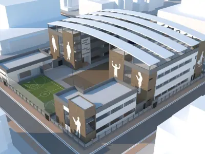high school exterior 3D model
