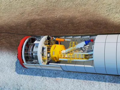 Tunnel boring machine construction 3D model