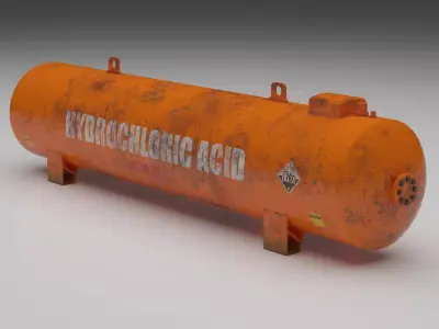 Industrial hydrochloric acid storage tank 3D model