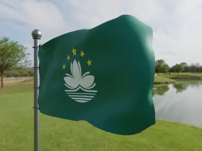Animated Macau Flag 3D model